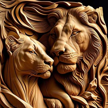 3D model Lion lioness American artist (STL)